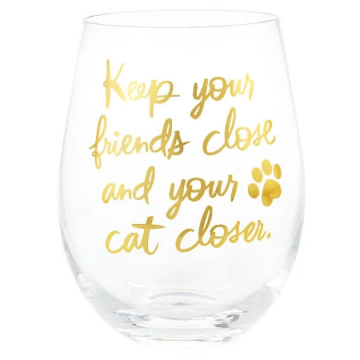 Hallmark Keep Your Cat Closer Stemless Wine Glass, 17 Oz. -Hario Store 0001FUR1030