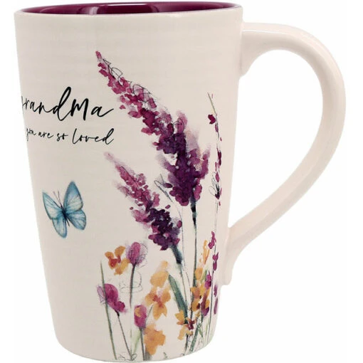 Meadows Of Joy Butterfly Floral 17 Oz. Mug Grandma You Are So Loved -Hario Store 13203