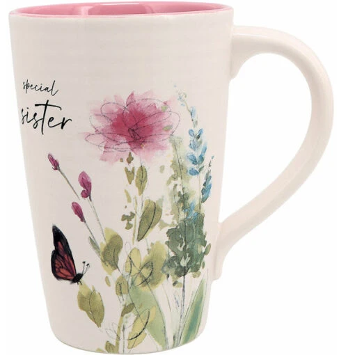 Meadows Of Joy Butterfly Floral 17 Oz. Mug Special Sister -Hario Store 13205