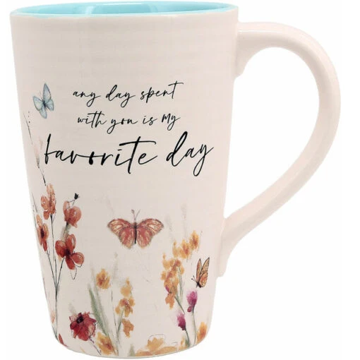 Meadows Of Joy Butterfly Floral 17 Oz. Mug Any Day Spent With You Is My Favorite Day -Hario Store 13210