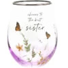 Meadows Of Joy Butterfly Floral 20 Oz. Stemless Wine Glass Cheers To The Best Sister -Hario Store 13229 44154f8b 8692 4064 a44d d9cf31fa46ae