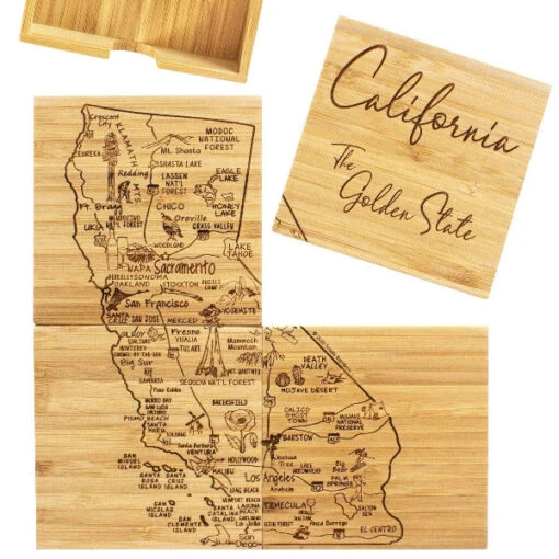 California State Puzzle 4-Pc. Coaster Set With Case -Hario Store 20 6920 1