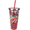 Wizard Of Oz Ruby Slippers There's No Place Like Home Glitter Cup With Straw 20 Oz. -Hario Store 21300