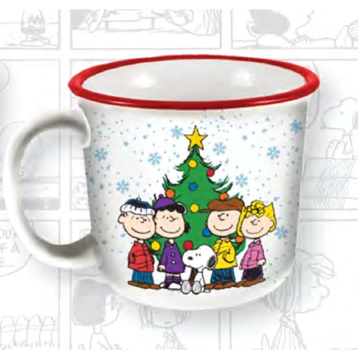 Snoopy And The Peanuts Gang Christmas 14 Oz. Ceramic Camper Mug -Hario Store 21564