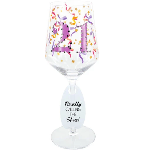 21 Birthday Wine Glass With Gemstone 17 Oz. -Hario Store 24430