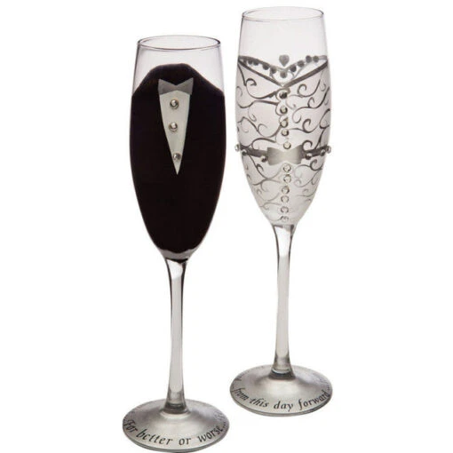 Bride & Groom Champagne Flutes Set Of 2 -Hario Store 3 CCF1994 B