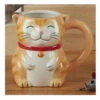 Sculpted 3-Dimensional 18 Oz. Cat Mug Orange Ginger Tabby Cat -Hario Store 37390