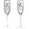 Mr & Mrs Champagne Flutes In Silver Metallic Set Of 2 -Hario Store 3CCF6390