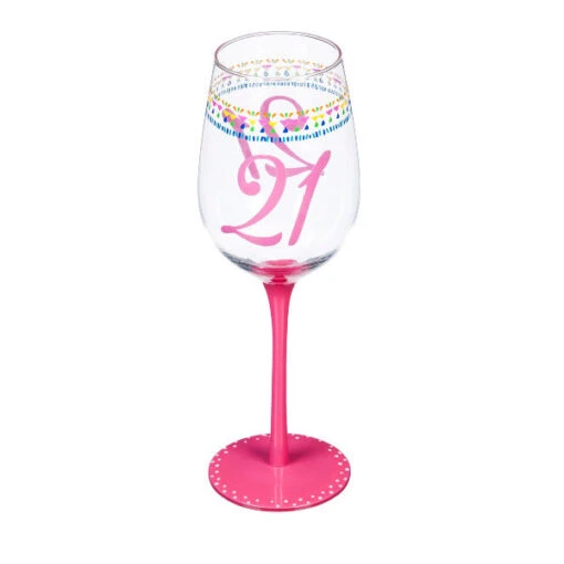 12 Oz. Color Changing Wine Glass 21st Birthday Confetti Design -Hario Store 3CCWG7369A