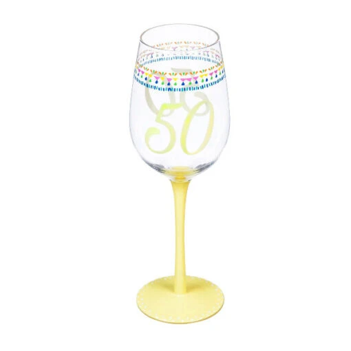 12 Oz. Color Changing Wine Glass 50th Birthday Confetti Design -Hario Store 3CCWG7369D