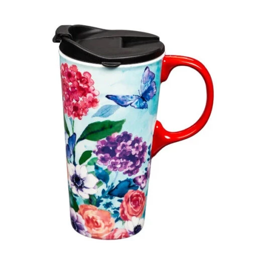 Through The Garden Gate Ceramic 17 Oz. Travel Cup With Matching Gift Box -Hario Store 3CTC017901