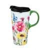 Spring Wildflowers Ceramic 17 Oz. Travel Cup With Matching Gift Box -Hario Store 3CTC017940