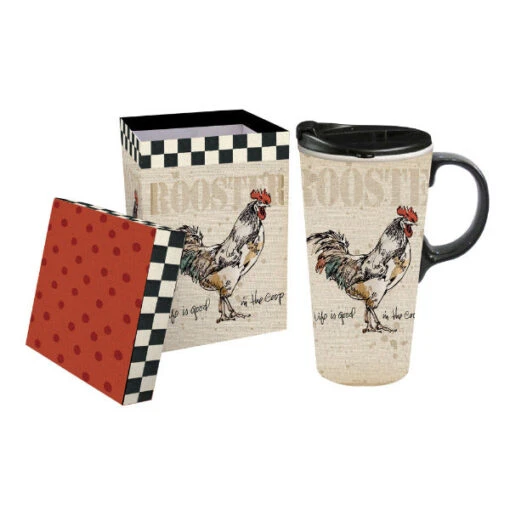 Life Is Good In The Coop Ceramic 17 Oz. Travel Cup With Matching Gift Box -Hario Store 3CTC5850B