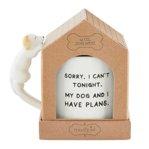 Sorry I Can't Tonight, My Dog And I Have Plans Boxed Mug With Sculpted Dog Handle -Hario Store 43500107 S