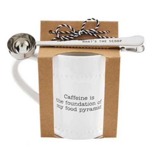 Caffeine Is The Foundation Of My Food Pyramid Mug And What's The Scoop Utensil Set -Hario Store 43500130 P