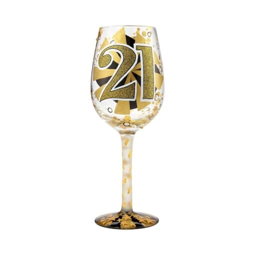 Lolita 21st Birthday Wine Glass In Gold And Black -Hario Store 6000735 high res