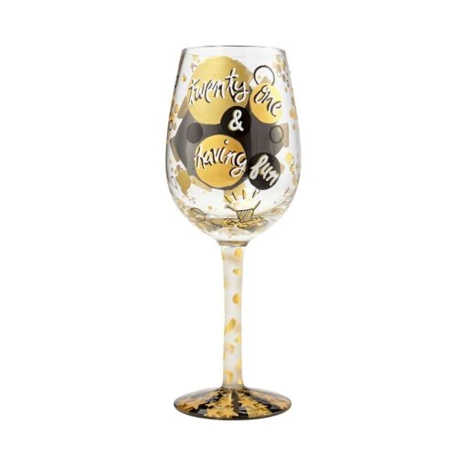 Lolita 21st Birthday Wine Glass In Gold And Black -Hario Store 6000735 1 high res