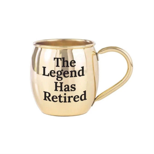 Our Name Is Mud Happy The Legend Has Retired Gold Mule Mug -Hario Store 6012053