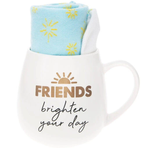 Friends Brighten The Day 15.5 Oz Mug And Sock Set -Hario Store 71315