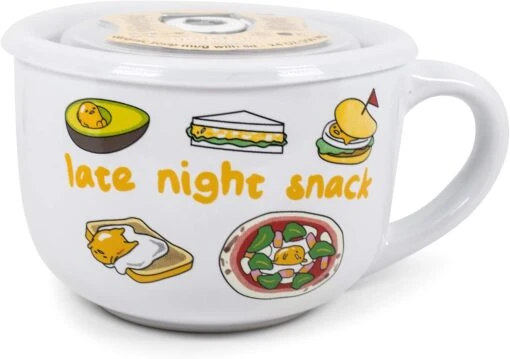 Silver Buffalo Sanrio Gudetama Burp Late Night Snack Lazy Egg Ceramic Soup Mug With Vented Plastic Lid, 24 Ounces -Hario Store 718Q615QOmL. AC SL1500