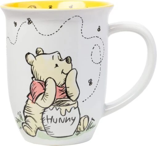 Silver Buffalo Disney Winnie The Pooh But First Hunny Wide Rim Bees Flying Ceramic Mug, 16 Ounces -Hario Store 71ZekFQh 0L. AC SL1500