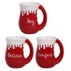 16 Oz. Holiday Drip Red Cozy Hand Warmer Mug With Sentiments Believe, Comfort, Joy -Hario Store 72911 K