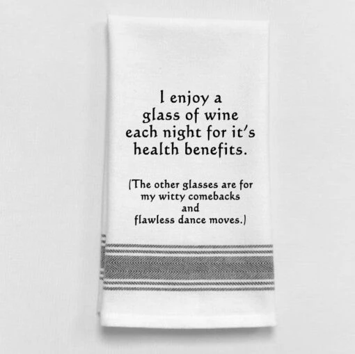 Kitchen Towel "Wine For Health Benefits" -Hario Store BB I 262