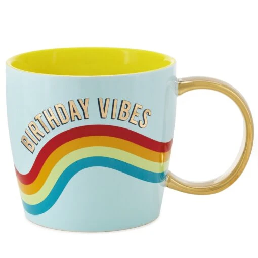 Hallmark Birthday Vibes Blue Rainbow Giant Mug, 67 Oz. -Hario Store Birthday Vibes Blue Rainbow Giant Coffee Mug 1BIR1179 01