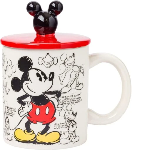 18 Oz. Disney Mickey Heritage Sketch Mug With Sculpted Ears Lid -Hario Store DL1643KN 1