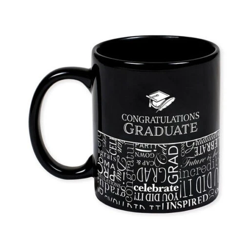 Congratulations Graduate Sentiments Black Mug 11 Oz. -Hario Store EMUG 4B