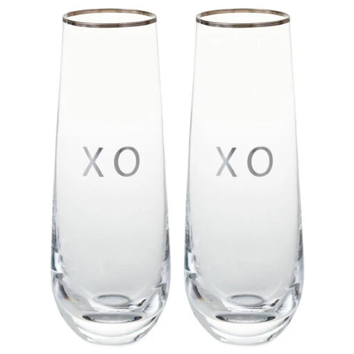 Hallmark XO Stemless Champagne Flutes, Set Of 2 -Hario Store ERL1188 01