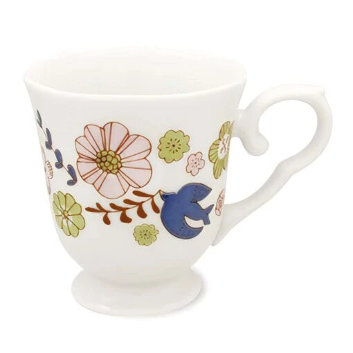 HAREKUTANI Porcelain Flower Bird Mug -Hario Store HAREKUTANIPorcelainFlowerBirdMug 1