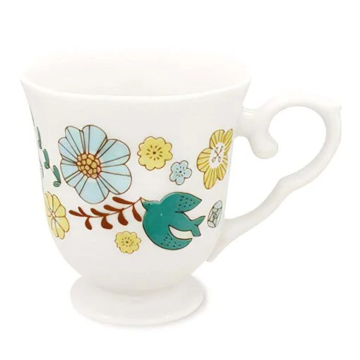 HAREKUTANI Porcelain Flower Bird Mug -Hario Store HAREKUTANIPorcelainFlowerBirdMug 2