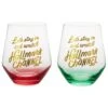 Hallmark Channel Let's Stay In Stemless Wine Glasses, Set Of 2 -Hario Store Hallmark Channel Lets Stay In Stemless Wine Glass Bundle 1XKT3384 01