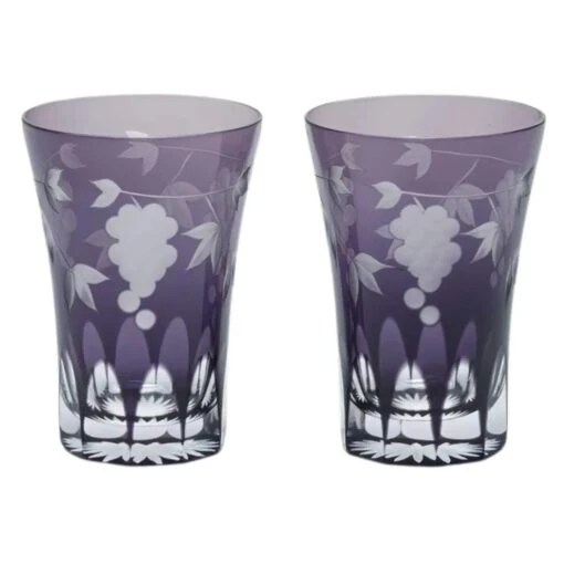 KIMOTO GLASS TOKYO Edo Kiriko Pair Tumbler Grapes -Hario Store KIMOTOGLASSTOKYOEdoKirikoPairTumblerGrapes3805