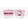 Hello Kitty Stripes 24oz Pink Ceramic Soup Mug -Hario Store KTY32733