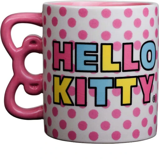 Hello Kitty Rainbow Pink Dots 20 Oz Mug With Sculpted Handle -Hario Store KTY328E5 2