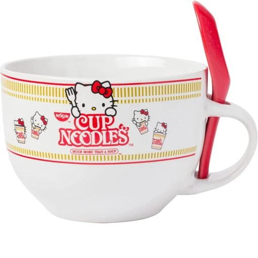 24 Oz. Hello Kitty Cup Noodles Ramen Soup Mug Red Spoon -Hario Store KTY51636B 2