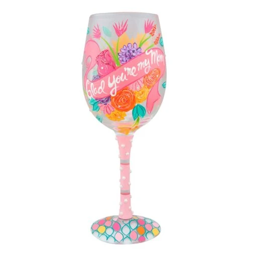 Lolita Glad You're My Mom Handpainted Wine Glass 15 Oz. -Hario Store Lolita Glad Youre My Mom Handpainted Wine Glass 6010354 01