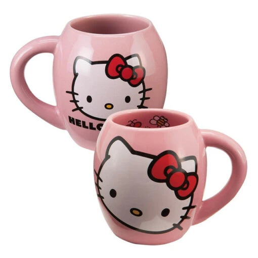 Hello Kitty With Red Bow Pink 18 Oz. Oval Ceramic Mug -Hario Store MU8 BITHKC