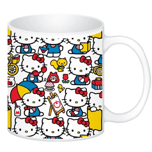 Hello Kitty All Over Print 16 Oz White Ceramic Mug -Hario Store MUA0 VC4 HKC