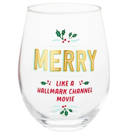 Merry Like Hallmark Channel Stemless Wine Glass, 17 Oz. -Hario Store Merry Like Hallmark Channel Stemless Wine Glass 1HKC2053 01