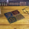 Harry Potter Hogwarts Crest Metal Coasters Set Of 4 -Hario Store PP4257 HPV2 TX