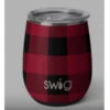 SWIG Buffalo Plaid Stemless Wine Cup 14 Oz. Stainless Steel And Insulated -Hario Store S102 C14 BP