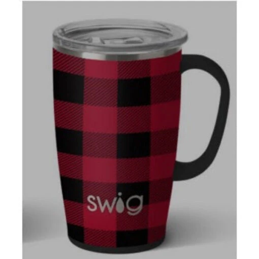 SWIG Buffalo Plaid Travel Mug 18 Oz Stainless Steel And Insulated -Hario Store S102 C18 BP