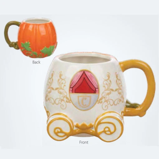 Disney Cinderella Pumpkin Carriage Sculpted Ceramic Mug -Hario Store VU8 L6 RDSP