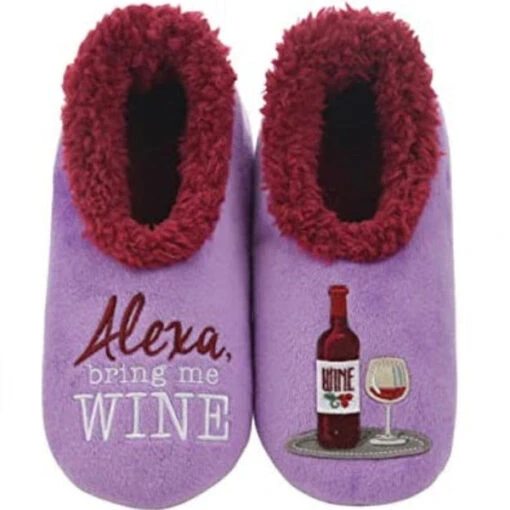 Women's Simply Pairables Cozy Snoozies® Purple Alexa Bring Me Wine -Hario Store WSP ABMWN L